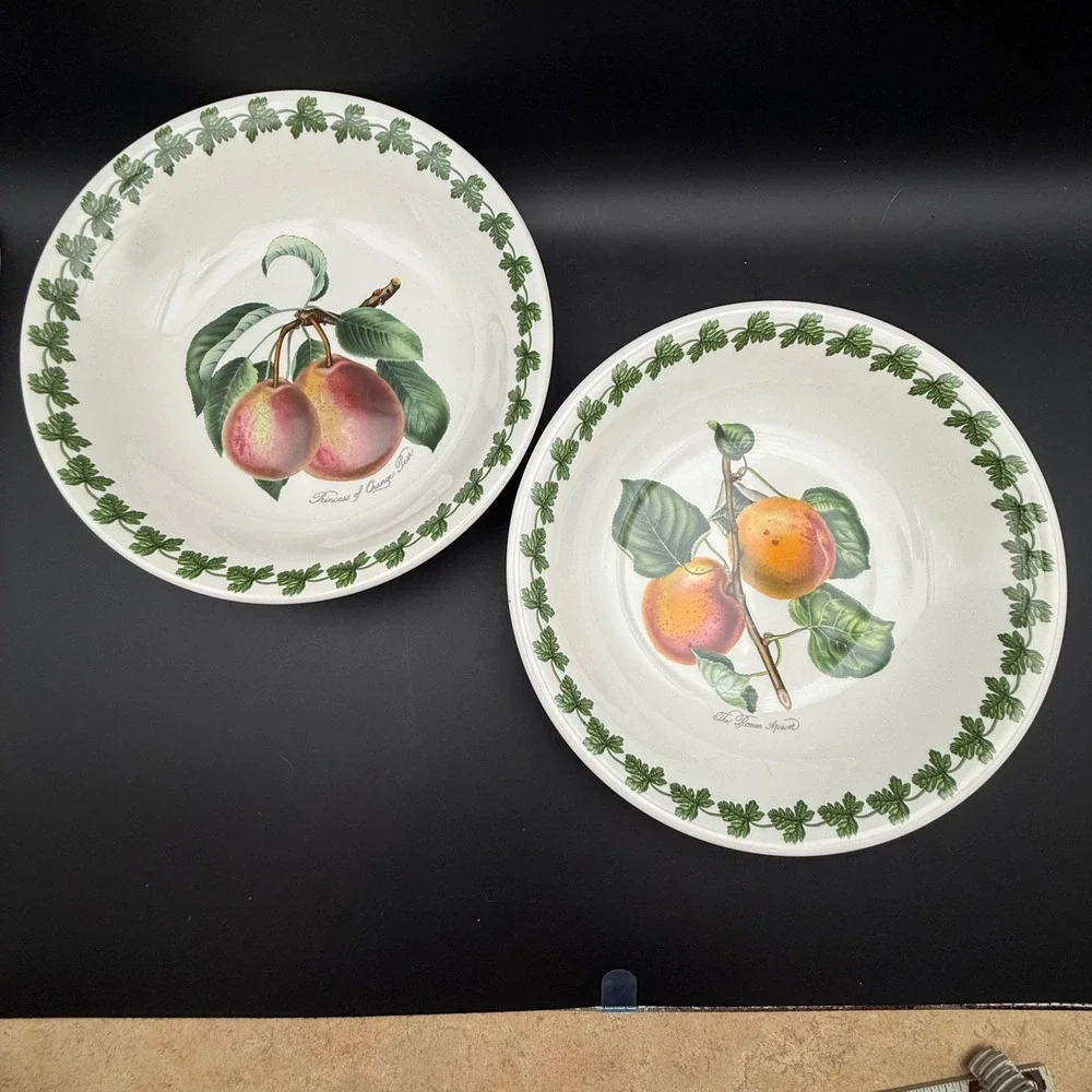Vintage Portmeirion Pomona Pasta Bowls Set of 2 Fruit Botanical Cottage Core 8in